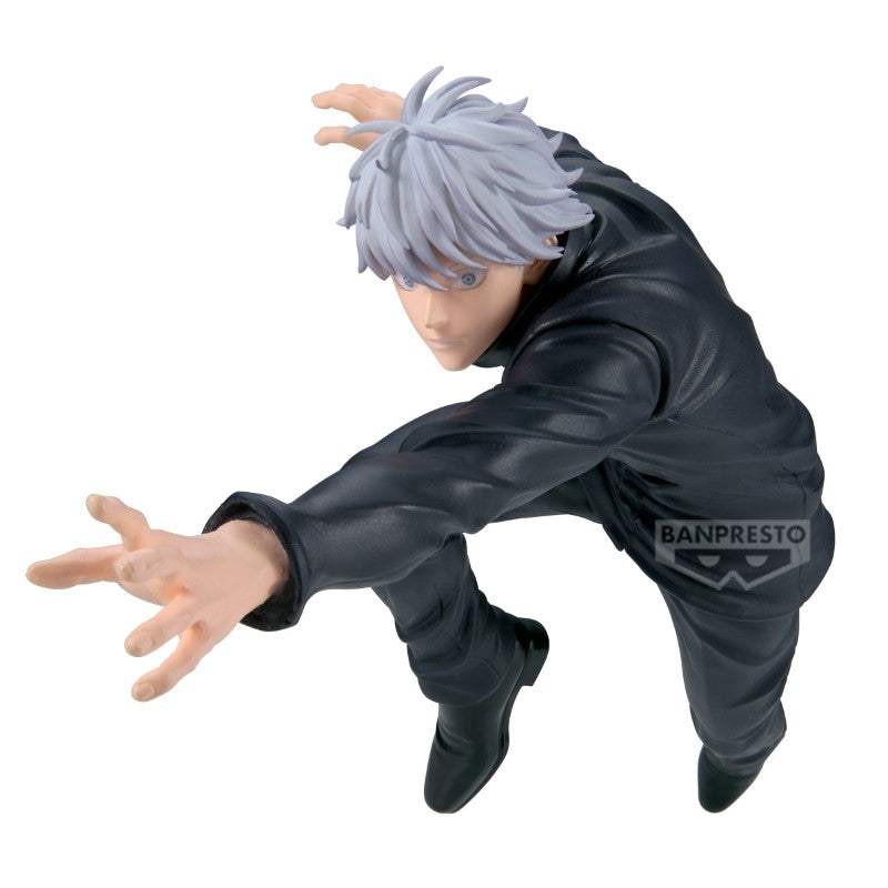 Figurine de collection Banpresto, personnage aux cheveux gris, combinaison noire, posture dynamique