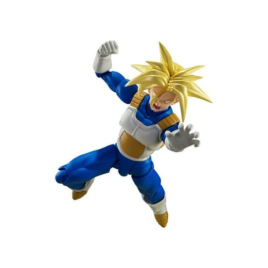 Figurine de collection exclusive, personnage animé en armure bleue, cheveux blonds hérissés