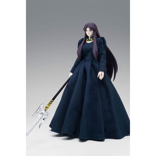 Figurine de collection femme en robe noire avec lance, exclusivité Sanctuary Collector