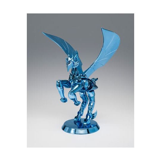 Figurine collector bleu métallisé ailée sur socle, exclusivité Sanctuary Collector.