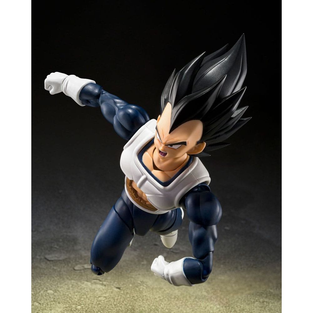 Figurine de collection Vegeta articulée, exclusive, vue en action, chez Sanctuary Collector