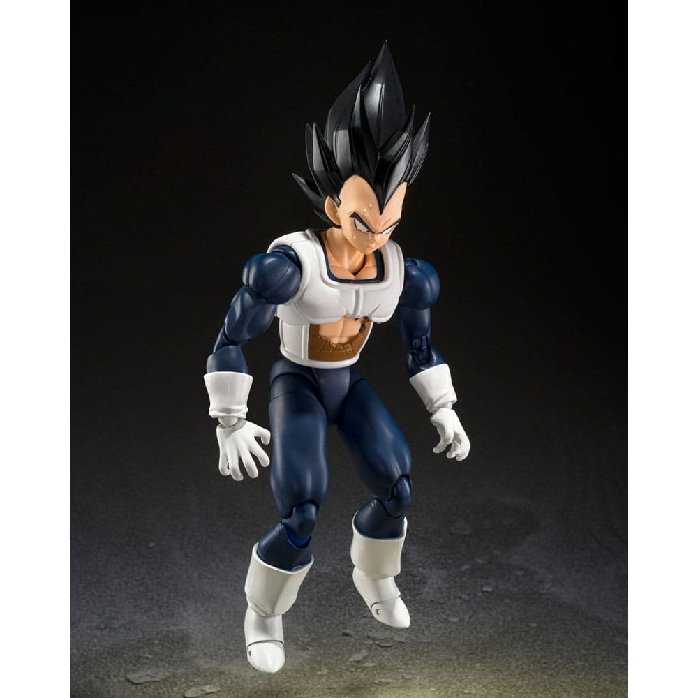 Figurine de collection articulée Vegeta en armure, exclusivité Sanctuary Collector, fond sombre